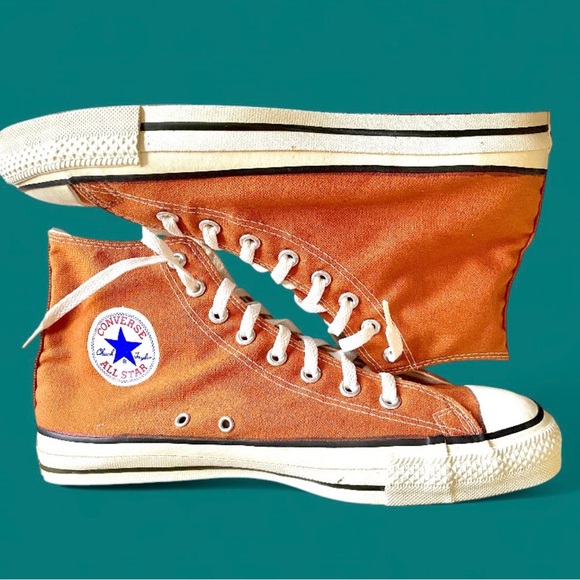 Converse 1980s Made in USA Burnt Orange High Top Vintage Sneakers Sz 11.5 RareOG - Picture 3 of 16